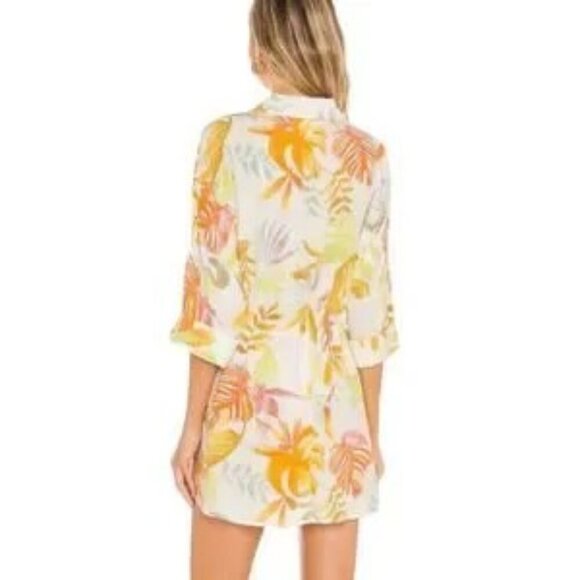 L Space Pacifica Tunic Beach Coverup Leaf Print Drawstring Waist Size XS/S 0-4 - Picture 3 of 9